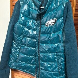NFL Teal and Dark Blue Puffer Jacket